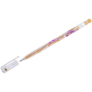 Ручка гелевая Crown "Glitter Metal Jell" золото с блестками, 0,8мм