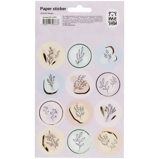 Наклейки бумажные MESHU "Grace twigs", 12*21см, фольга, 12 наклеек