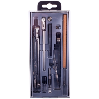 Готовальня Globus, 10 предметов, циркуль 125мм, пластиковый футляр