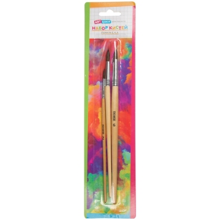 Набор кистей ArtSpace, 3шт., пони, круглые, № 2, 4, 6, блистер