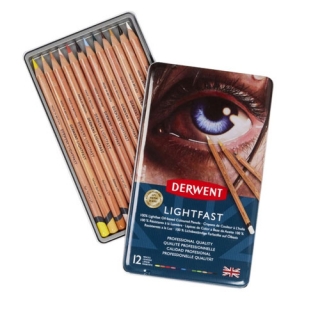 Набор цветных карандашей Derwent Lightfast 12 цветов, металлический пенал