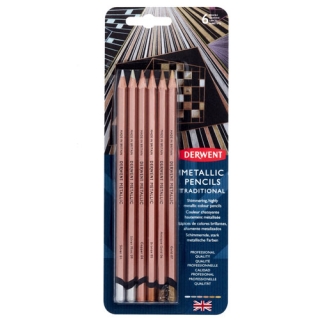 Набор цветных карандашей Derwent Metallic Traditional 6 цветов в блистере