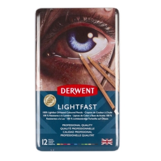 Набор цветных карандашей Derwent Lightfast 12 цветов, металлический пенал