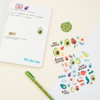 Наклейки ПВХ MESHU "Avocado", 10*21см, 50 наклеек, инд. упаковка