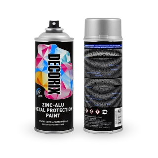 Аэрозольная эмаль цинк-алюминиевая для защиты металла DECORIX 520 мл