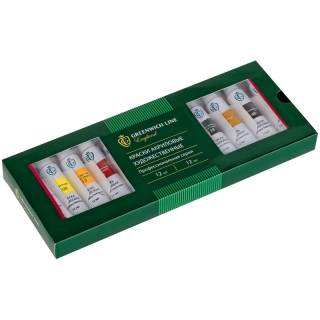 Краски акриловые Greenwich Line, профессиональная серия, 12 цветов, туба 12мл