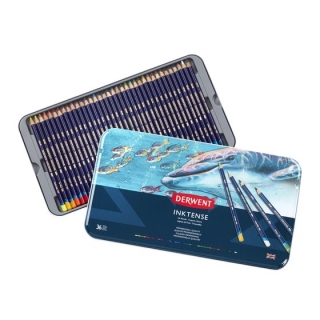 Набор акварельных карандашей Derwent Inktense 36 цветов, металлический пенал