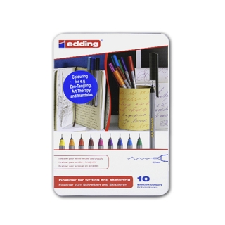 Набор капиллярных ручек-линеров для рисования, письма и черчения Edding 55, 0.3 мм, 10 цветов