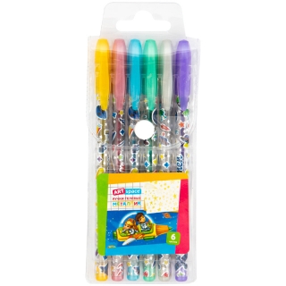 Набор гелевых ручек ArtSpace "Космонавты", 6цв., 1,0мм, металлик, ПВХ чехол