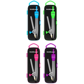 Циркуль Erich Krause "School" металлический, с карандашом, 120мм, пластиковый футляр