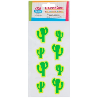 Наклейки объемные светоотражающие ArtSpace "Кактусы", 9*18см, пакет, европодвес