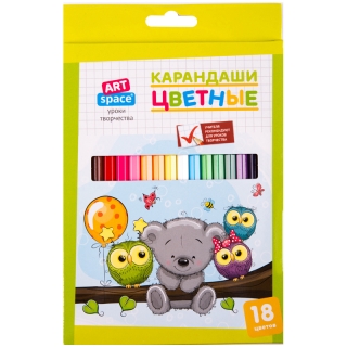 Карандаши ArtSpace "Совята", 18цв., заточен., картон, европодвес