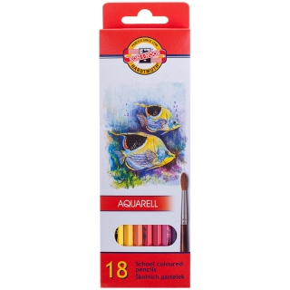 Карандаши акварельные Koh-I-Noor "Рыбы", 18 цветов, заточенные, картонная упаковка