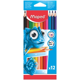 Карандаши пластиковые Maped 12цв., трехгран., заточен., картон, европодвес