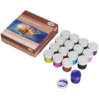 Краски акриловые декоративные Гамма "Хобби", 16 цветов, 20мл, картон. упак.