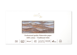 Альбом для акварели SM-LT Art Watercolor 300г/м2 (хлопок) 19х38см 10 листов склейка по одной стороне