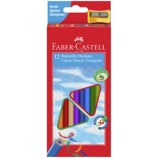 Карандаши Faber-Castell 12цв., трехгран., заточен., картон, европодвес, с точилкой