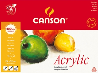 Альбом для акрила Canson 400г/кв.м 24*32см 10листов Фин склейка по 4 сторонам