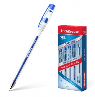 Ручка гелевая Erich Krause "G-Point" синяя, 0,25мм, игольчатый стержень