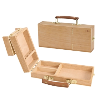 Ящик художника малый с ячейками для кистей и красок Гамма "Московская палитра" 26,5*11*5,5см, бук