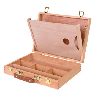 Ящик художника с ячейками для кистей и красок с палитрой Гамма "Московская палитра" 2,5*25*7,5см,бук