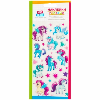 Наклейки гелевые ArtSpace "Единорожки", 10*19см, пакет, европодвес