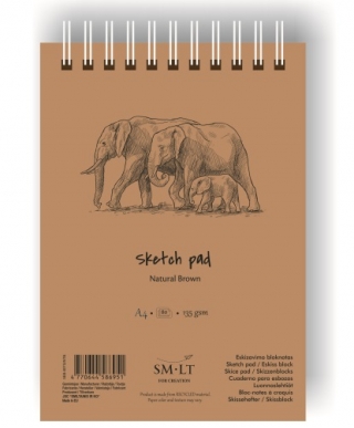 Скетчбук SM-LT Art Authentic Brown 135г/м2 A4 80листов спираль по короткой стороне