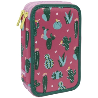 Пенал 2 отделения, 200*125*50 Milan "Cactus", полиэстер, с наполнением