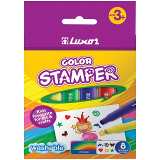 Фломастеры-штампы Luxor "Color Stamper", 08цв., смываемые, картон, европодвес