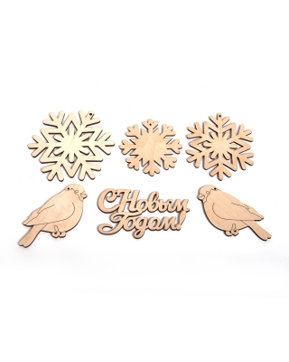 Набор заготовок Timberlicious для декорирования С Новым годом! 8-11см