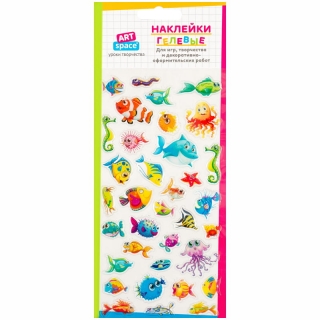 Наклейки гелевые ArtSpace "Морские жители", 10*19см, пакет, европодвес