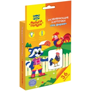 Развивающие карточки Мульти-Пульти "На ферме", 36шт., картон, европодвес