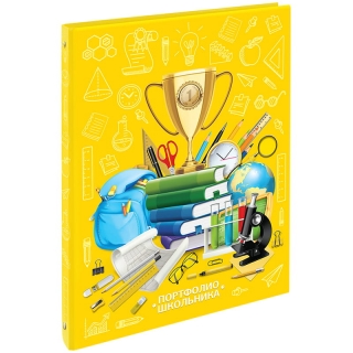 Папка-портфолио 7БЦ А4 ArtSpace, на 4-х кольцах для школьника, 20 файлов, 10 вкладышей