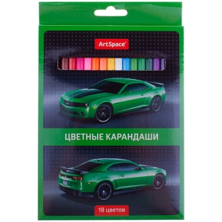 Карандаши ArtSpace "Машинки", 18цв., заточен., картон, европодвес