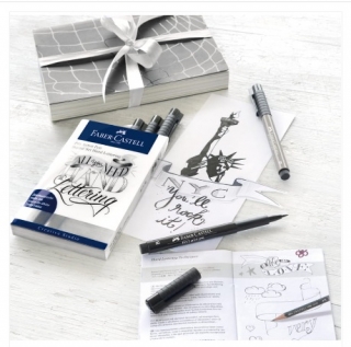 Набор для леттеринга Faber-Castell "Pitt Artist Pen Lettering" 9 предм., капиллярные ручки с кистью+карандаш+точилка
