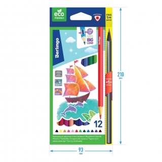 Цветные карандаши пластиковые Berlingo "Корабли", 12цв.+1 ч/г HB, заточен., картон, европодвес