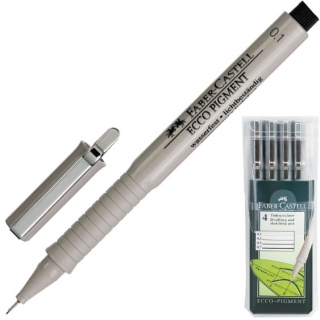 Набор капиллярных ручек Faber-Castell "Ecco Pigment" черные, 4шт., 0,1/0,3/0,5/0,7 мм