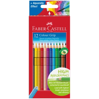 Карандаши Faber-Castell "Grip 2001", 12цв., трехгран., заточен., картон, европодвес, с точилкой