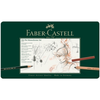 Художественный набор для графики Faber-Castell "Pitt Monochrome", 33 предмета, метал. кор.