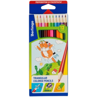 Карандаши Berlingo "Жил-был кот", 12цв., трехгран., заточен., картон, европодвес