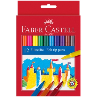 Фломастеры Faber-Castell "Замок", 12 цветов, смываемые