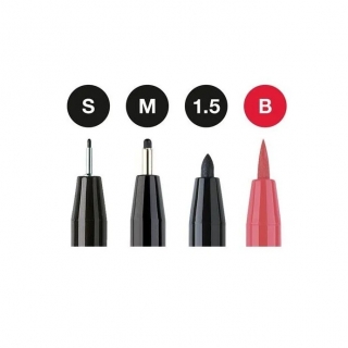 Набор капиллярных ручек Faber-Castell "Pitt Artist Pen Lettering" для леттеринга и каллиграфии, черный/красный, 4шт., 0,3/0,7/1,5мм/Brush