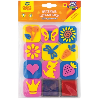 Набор штампиков для творчества Мульти-Пульти "Для девочек", EVA, 10шт., с чернилами