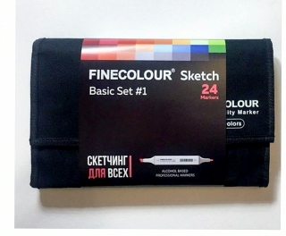 Набор маркеров Finecolour Sketch Базовый №1, 24 цвета в пенале, EF100-TB24-P2