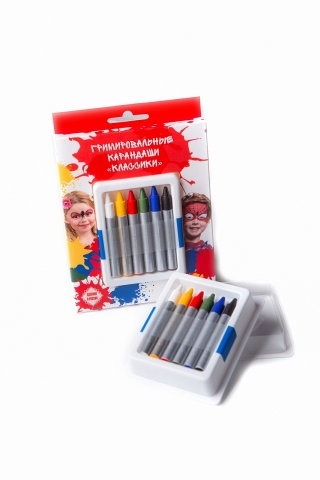 Карандаши аквагрим "Классики" ФТК, набор 6 базовых цветов