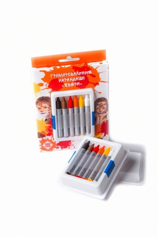 Карандаши аквагрим в наборе 6 цветов "Звери" ФТК
