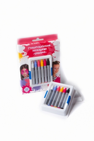 Карандаши аквагрим в наборе 6 цветов "Бабочки" ФТК