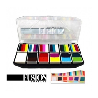 Аквагрим палетка артикейков Карнавал FUSION, 12 шт. по 10 г