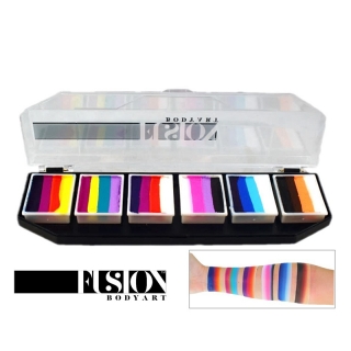 Аквагрим Fusion палетка артикейков Радужный всплеск 6 шт. по 4 цвета (по 10 г)