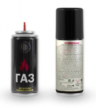 ГАЗ для заправки с универсальным переходником - для зажигалок, газовых горелок, 140 мл